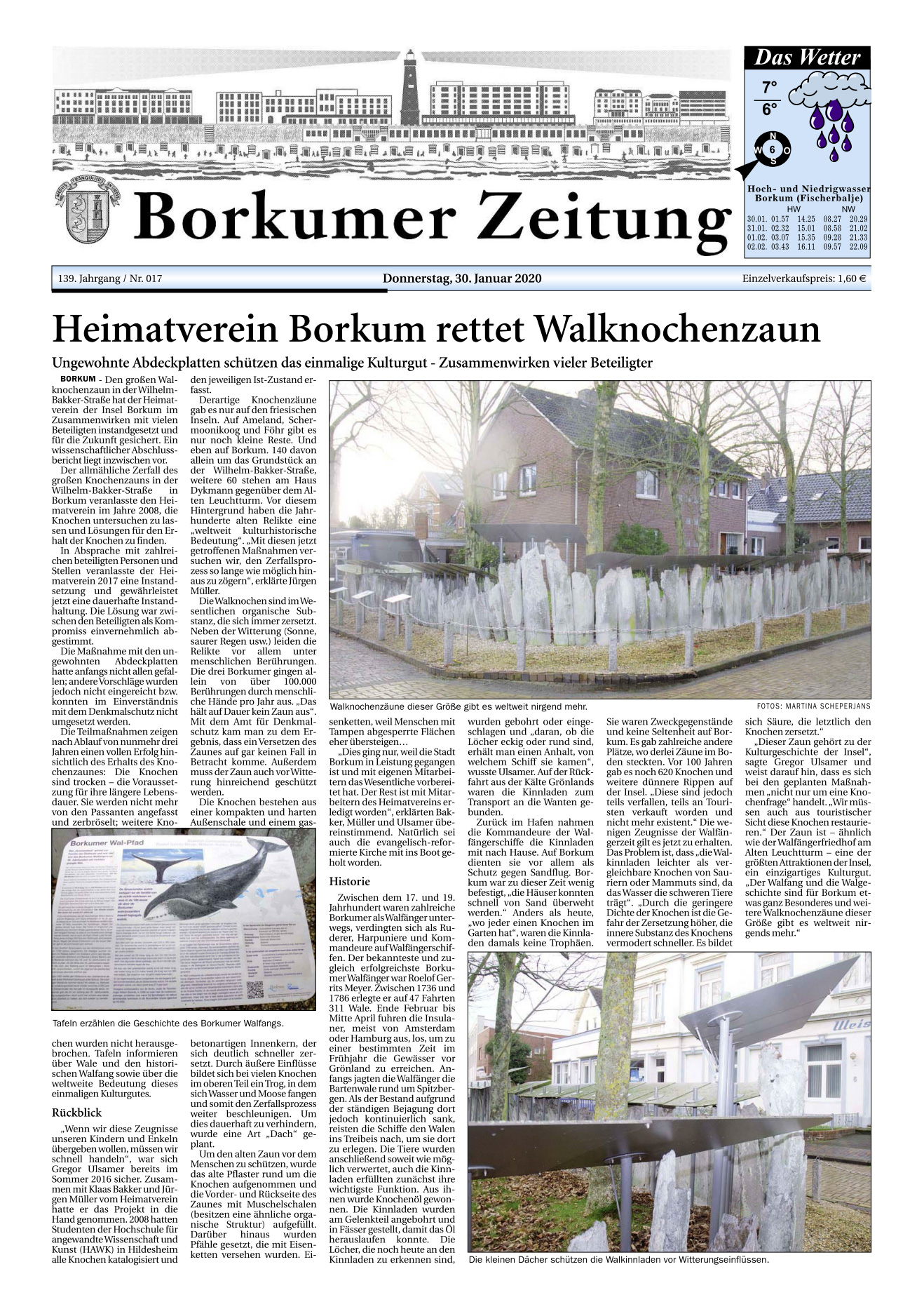 Heimatverein Borkum rettet Walknochenzaun